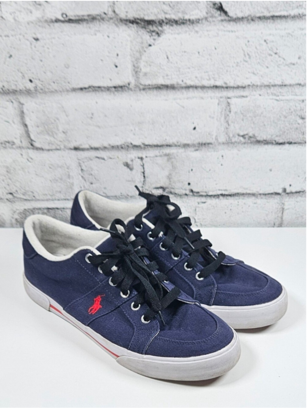 Polo Ralph Lauren Humberto Mens 10.5 Navy Canvas Low Top Sneakers